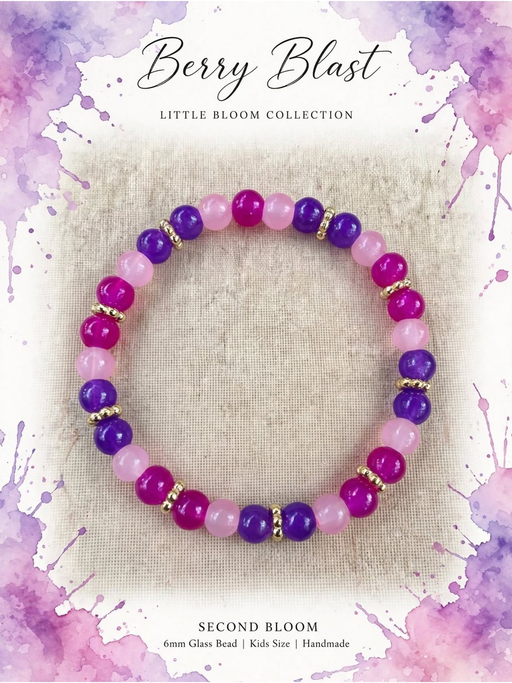 'Second Bloom' Kids Beaded Bracelet - Pink & Purple